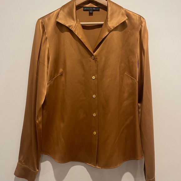 Lafayette 148 New York Tops - Lafayette 148 New York Copper Satin Button Down Shirt